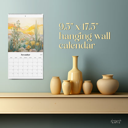 A picture of the 2024-2025 Mid-Year Calendar - Desert Southwest Large Wall Calendar from GlassyRock Arts. 