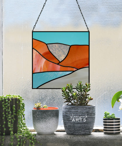 A picture of the Beginner Stained Glass Pattern - Desert Landscape from GlassyRock Arts. 