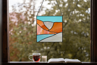 A picture of the Beginner Stained Glass Pattern - Desert Landscape from GlassyRock Arts. 