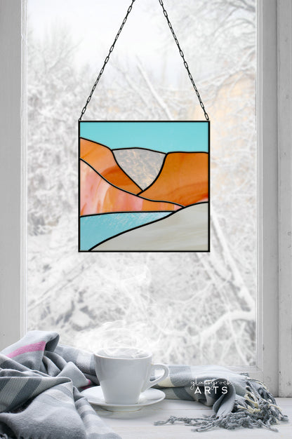 A picture of the Beginner Stained Glass Pattern - Desert Landscape from GlassyRock Arts. 