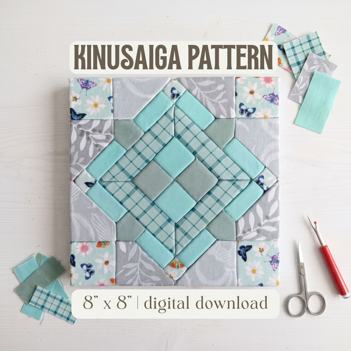 Geometric Diamond Quilt Square Kinusaiga Pattern