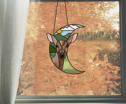 Deer Crescent Moon Stained Glass Pattern