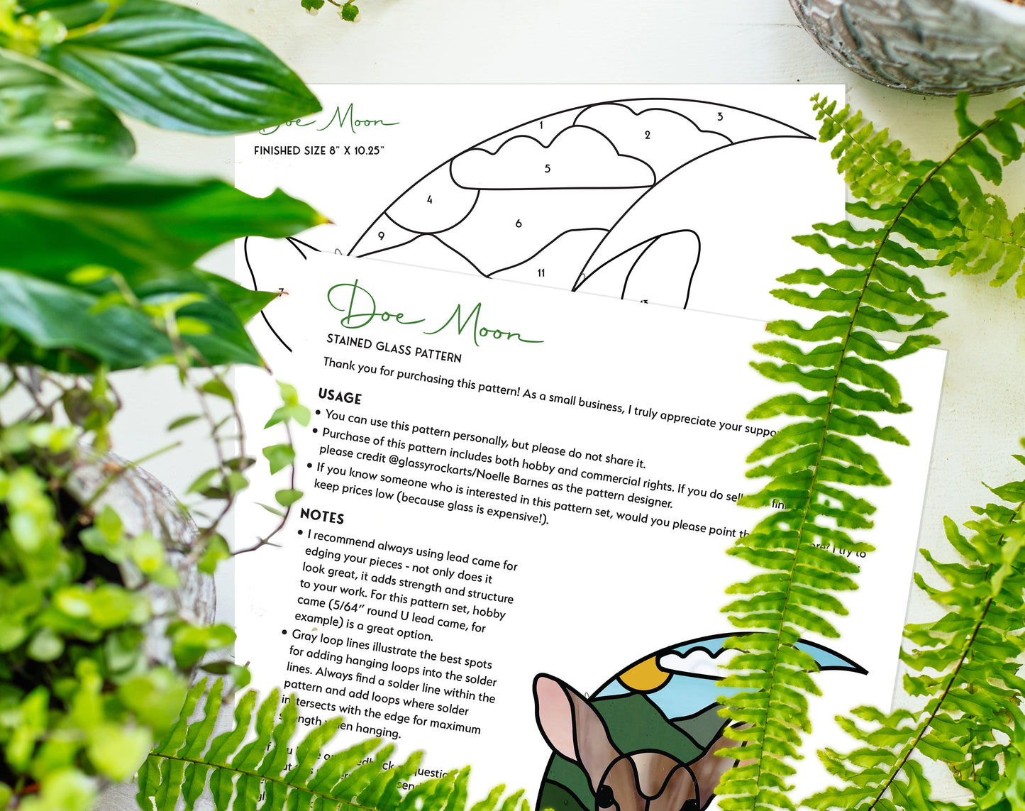 Deer Crescent Moon Stained Glass Pattern