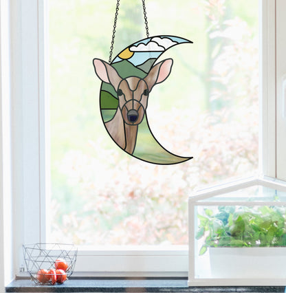 Deer Crescent Moon Stained Glass Pattern