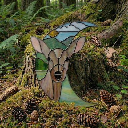 Deer Crescent Moon Stained Glass Pattern