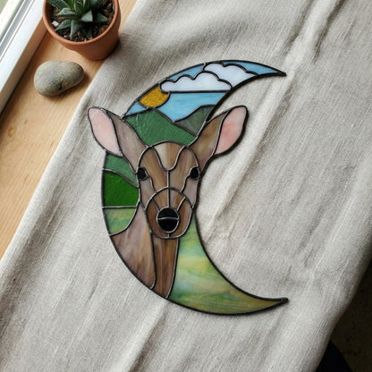 Deer Crescent Moon Stained Glass Pattern