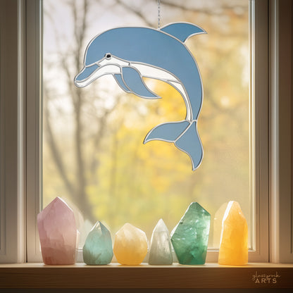 Dolphin Stained Glass Pattern - Crafting Patterns & Molds, from GlassyRock Arts