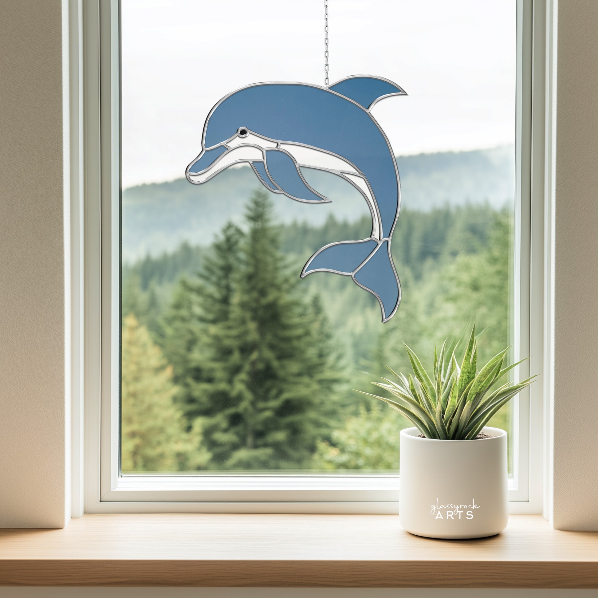 Dolphin Stained Glass Pattern - Crafting Patterns & Molds, from GlassyRock Arts