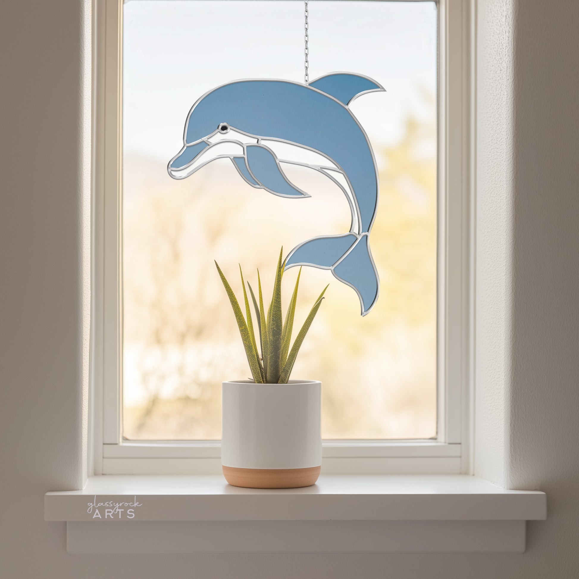 Dolphin Stained Glass Pattern - Crafting Patterns & Molds, from GlassyRock Arts