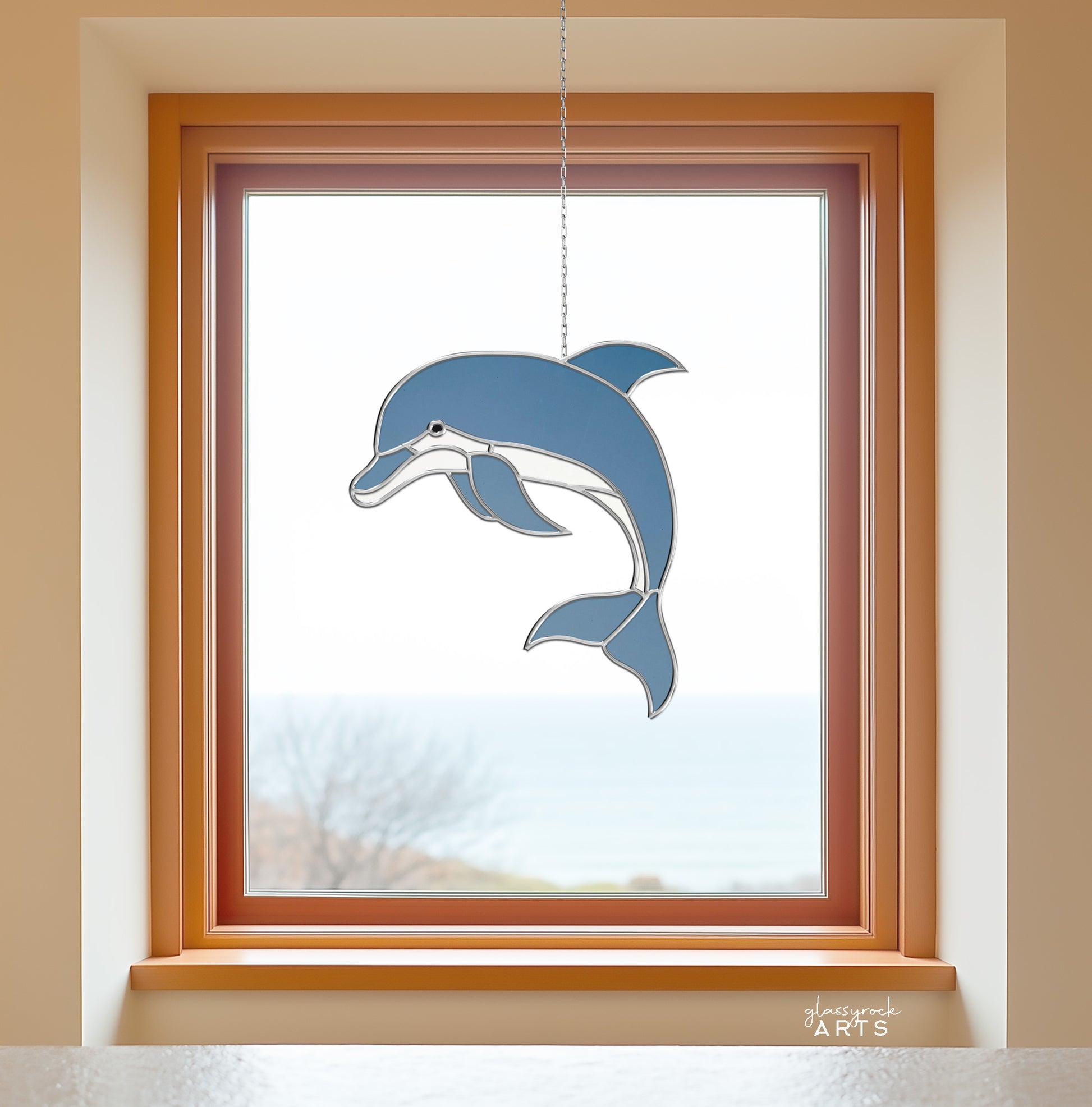 Dolphin Stained Glass Pattern - Crafting Patterns & Molds, from GlassyRock Arts