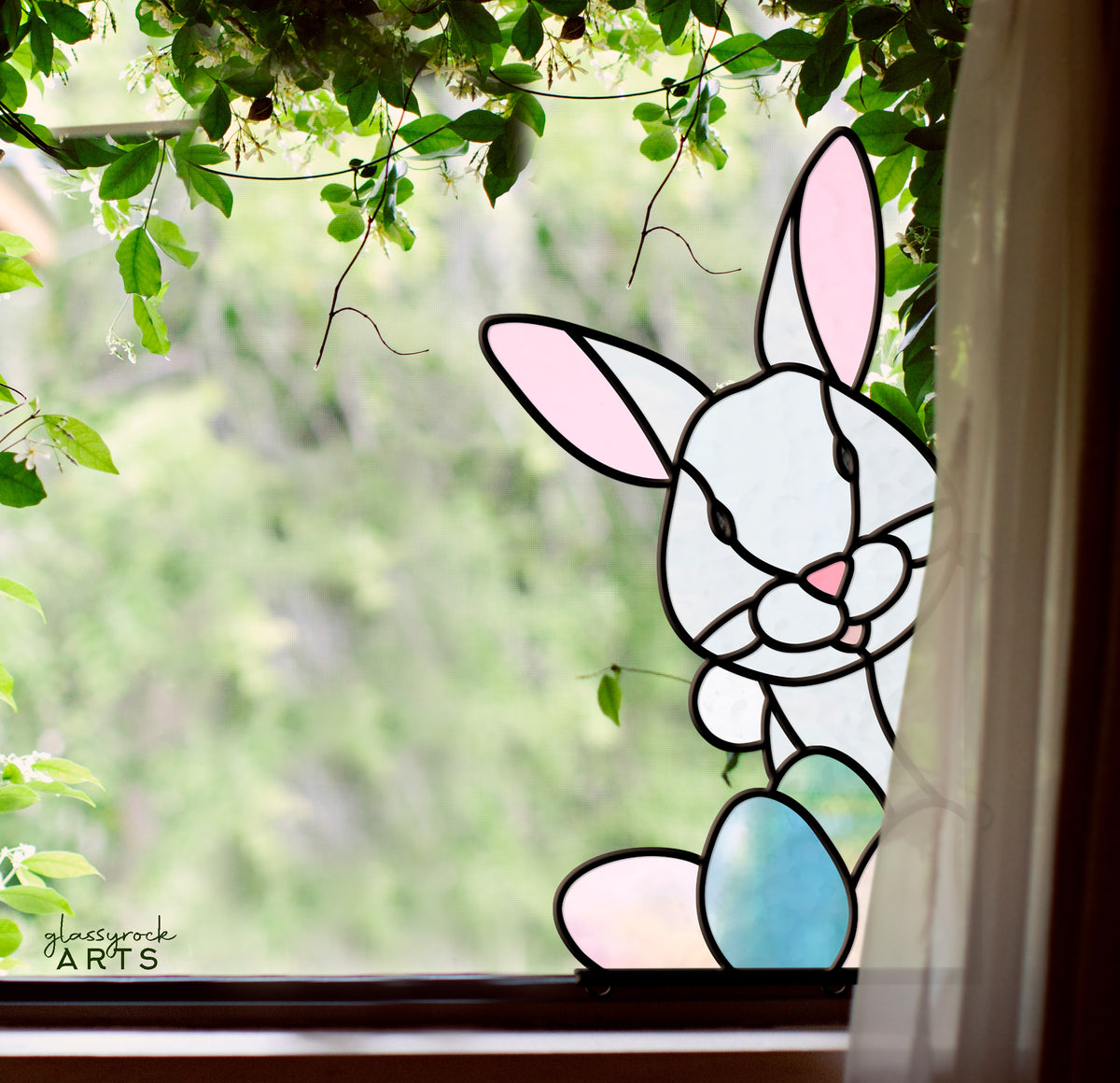 Glass Easter Rabbit Easter Bunny Stained Glass Rabbit Pattern - GlassyRock Arts