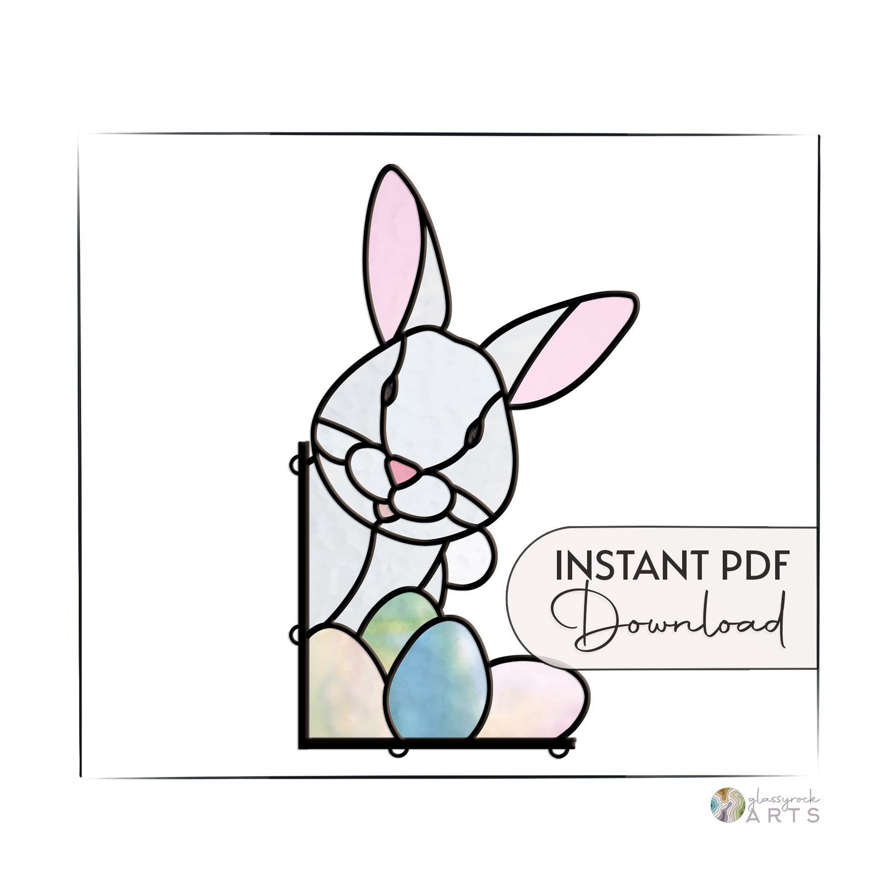 Simple Stained Glass Rabbit Easter Bunny Stained Glass Pattern – GlassyRock Arts