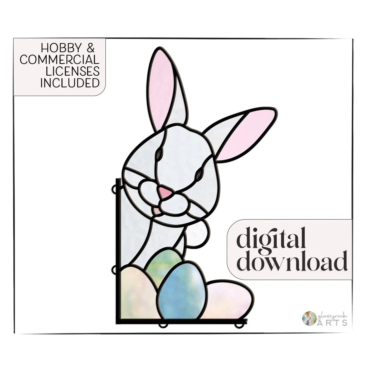 Easter Bunny Stained Glass Rabbit Pattern - GlassyRock Arts