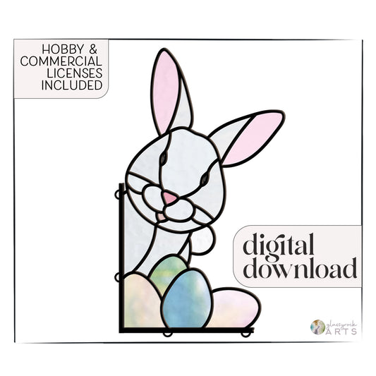 A picture of the Easter Bunny Stained Glass Rabbit Pattern from GlassyRock Arts. 