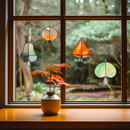 A picture of the Easy Mid-Century Modern Mushroom Stained Glass Patterns, Pack of 4 from GlassyRock Arts. 