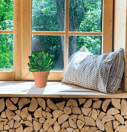 Echeveria Succulent Plant Stem Stained Glass Pattern