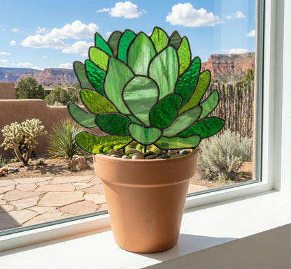 Stained Glass Succulent Stems Pattern Pack of 4 PDF & PNG