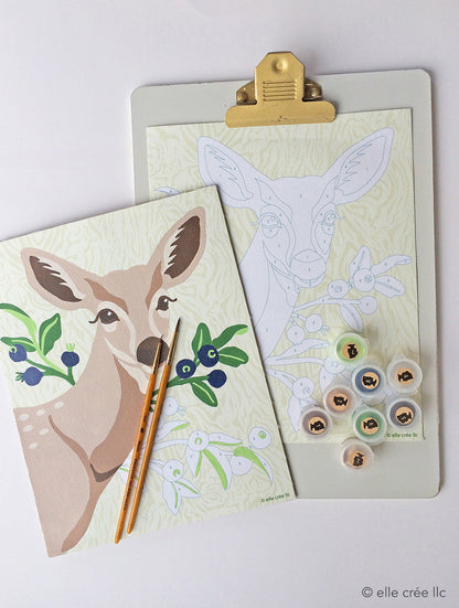 Deer with Huckleberries | 8x10 paint-by-number kit - Paint-by-Number Kit from Elle Crée