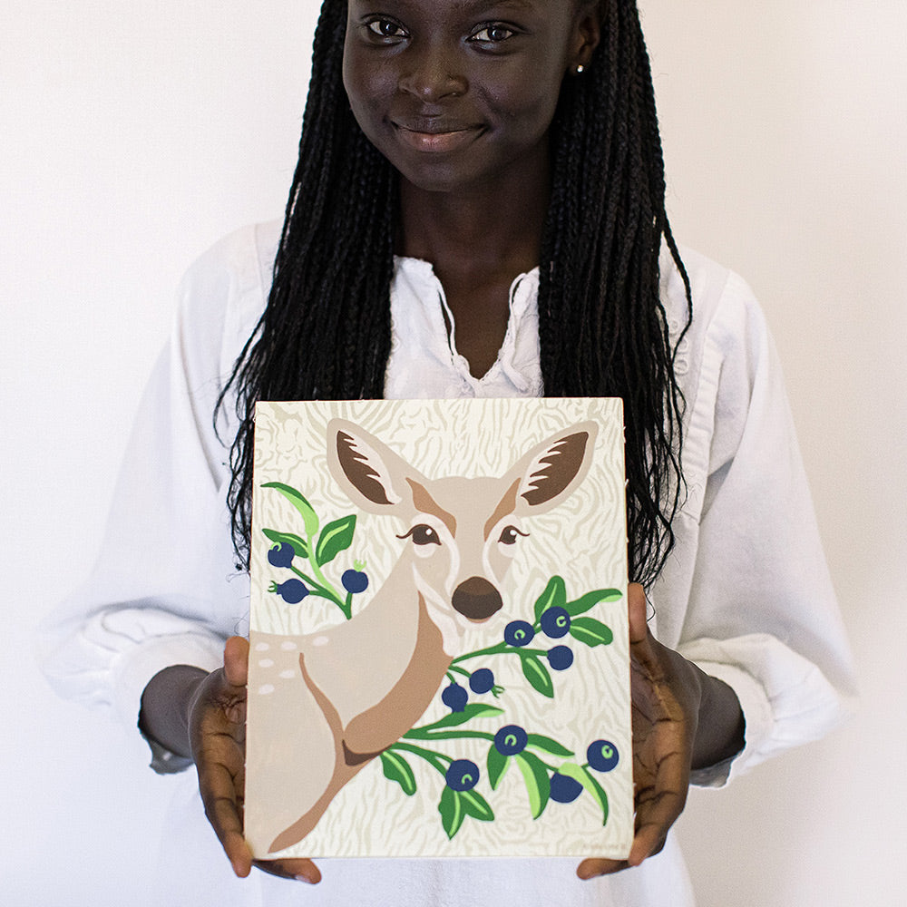 Deer with Huckleberries | 8x10 paint-by-number kit - Paint-by-Number Kit from Elle Crée