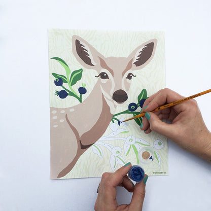 Deer with Huckleberries | 8x10 paint-by-number kit - Paint-by-Number Kit from Elle Crée