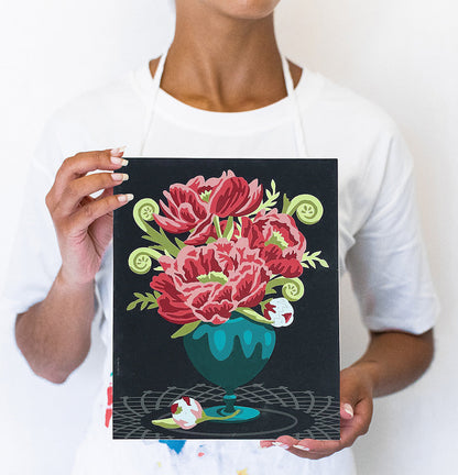 Peonies in Vase | 8x10 paint-by-number kit - Paint-by-Number Kit from Elle Crée