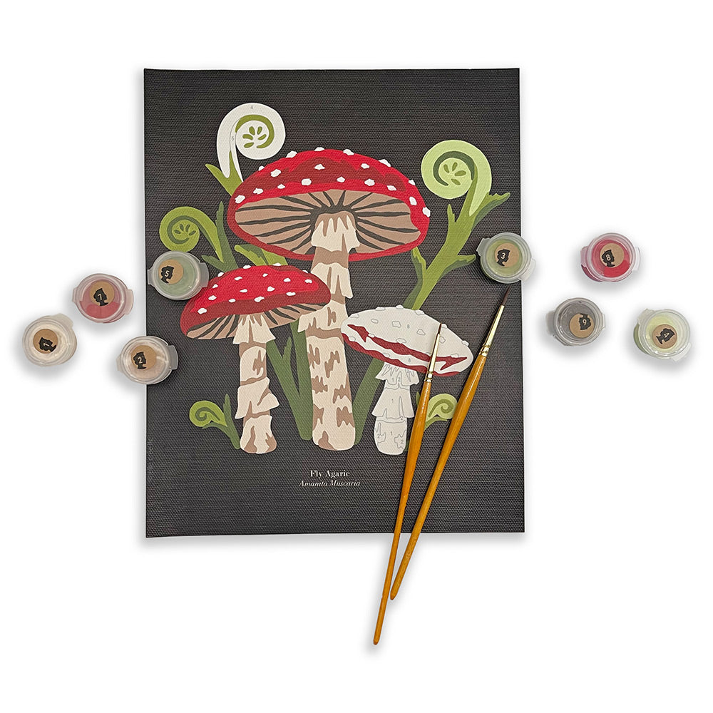 Fly Agaric Mushrooms | 8x10 paint-by-number kit - Paint-by-Number Kit from Elle Crée