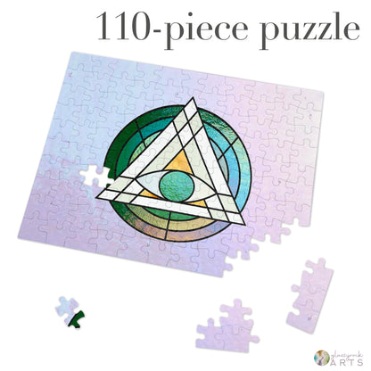 A picture of the Stained Glass Geometric Eye Jigsaw Puzzle from GlassyRock Arts. 