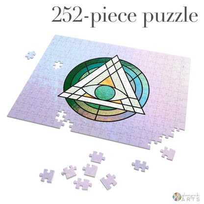 A picture of the Stained Glass Geometric Eye Jigsaw Puzzle from GlassyRock Arts. 