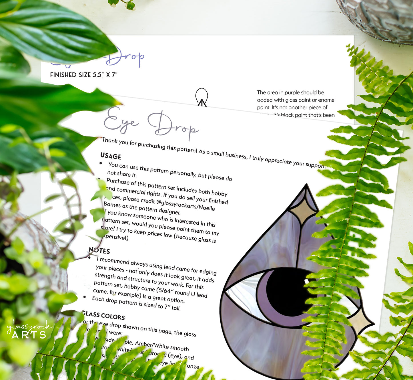 Eye Stained Glass Pattern Rain Drop - Crafting Patterns & Molds, from GlassyRock Arts