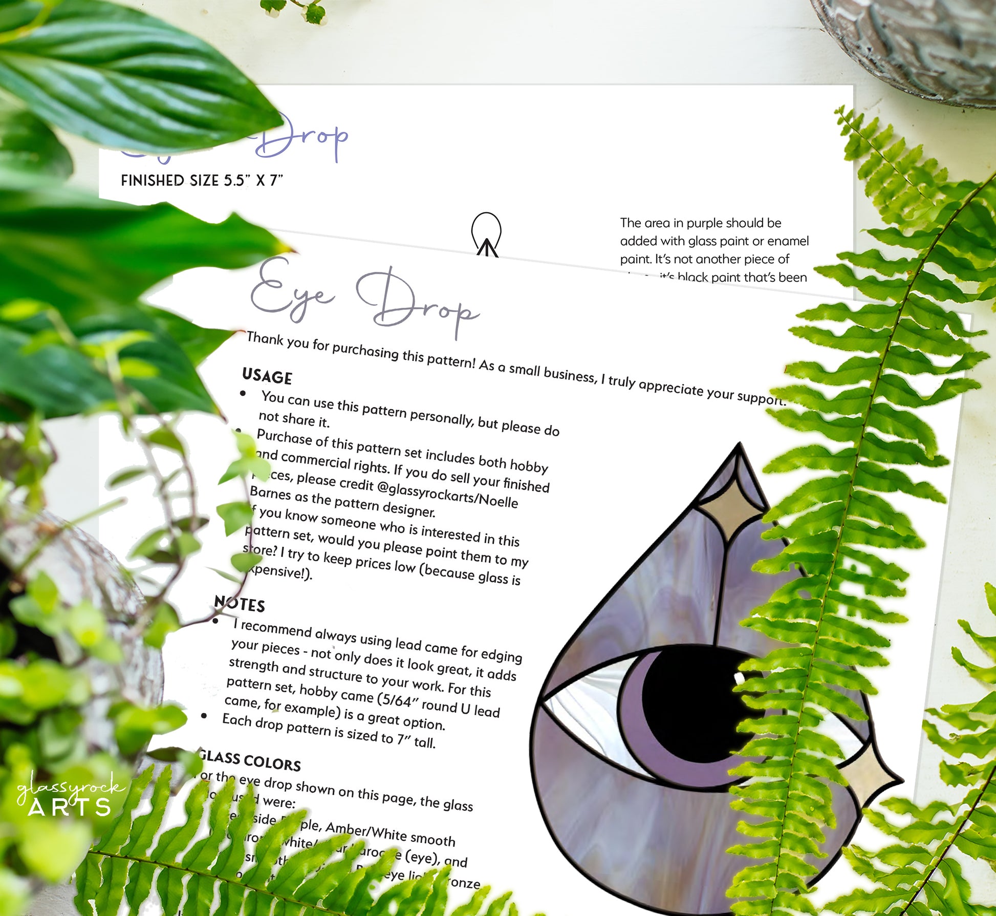 Eye Stained Glass Pattern Rain Drop - Crafting Patterns & Molds, from GlassyRock Arts