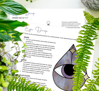 Eye Stained Glass Pattern Rain Drop - Crafting Patterns & Molds, from GlassyRock Arts