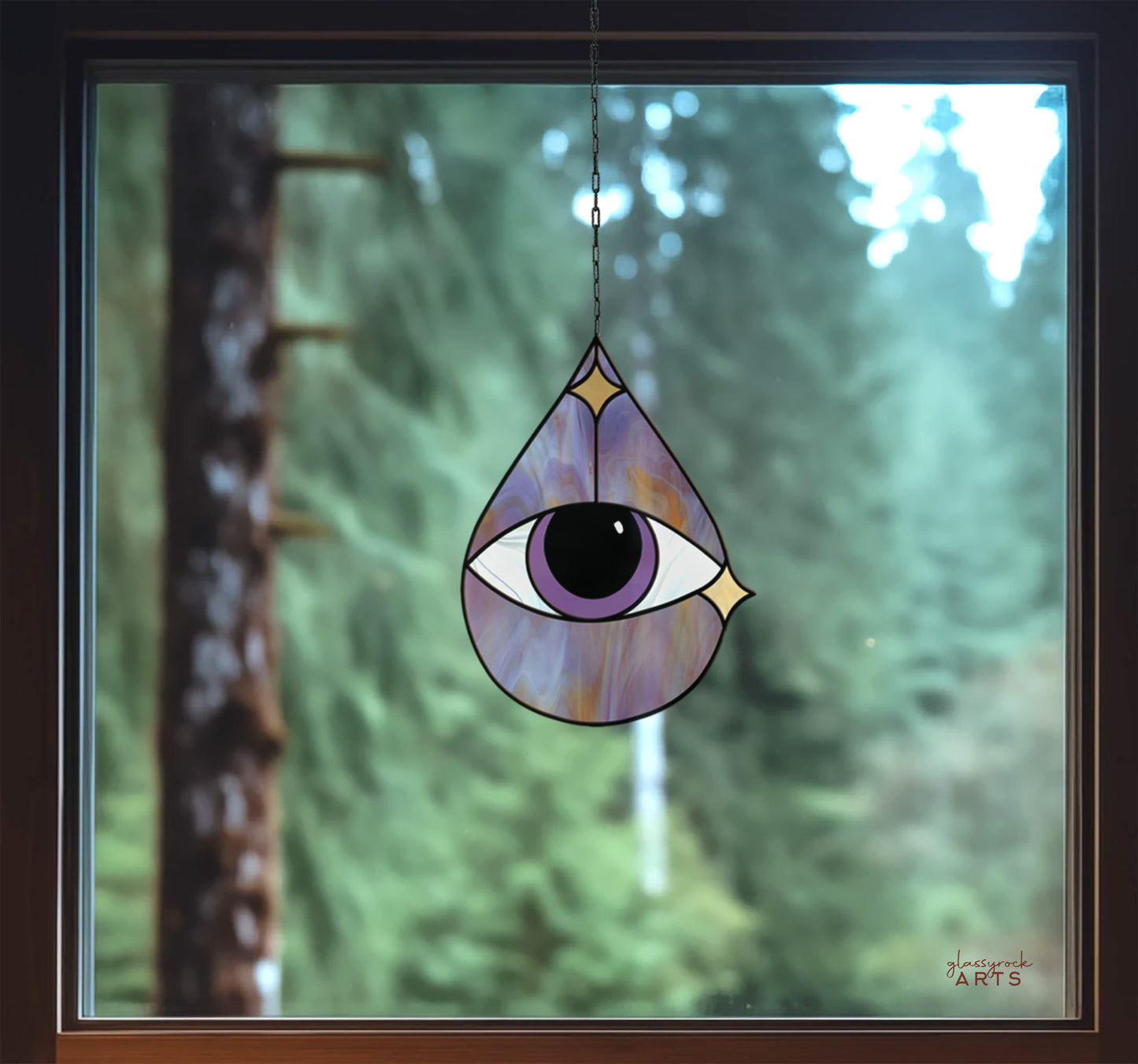 A picture of the Eye Stained Glass Pattern Rain Drop from GlassyRock Arts. 