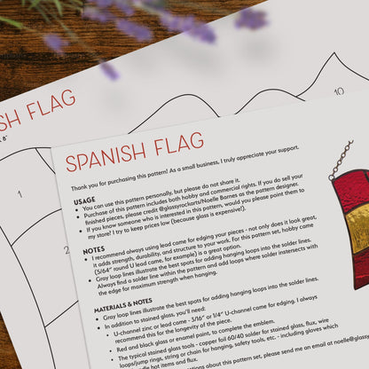 Spanish Flag Stained Glass Pattern: Spain Suncatcher Design (PNG, SVG & PDF Digital Download)