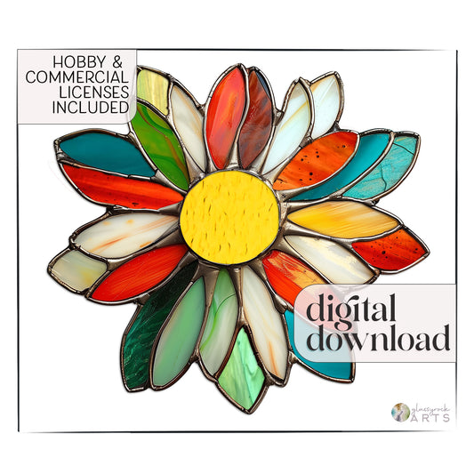 Folk Art Flower Stained Glass Pattern