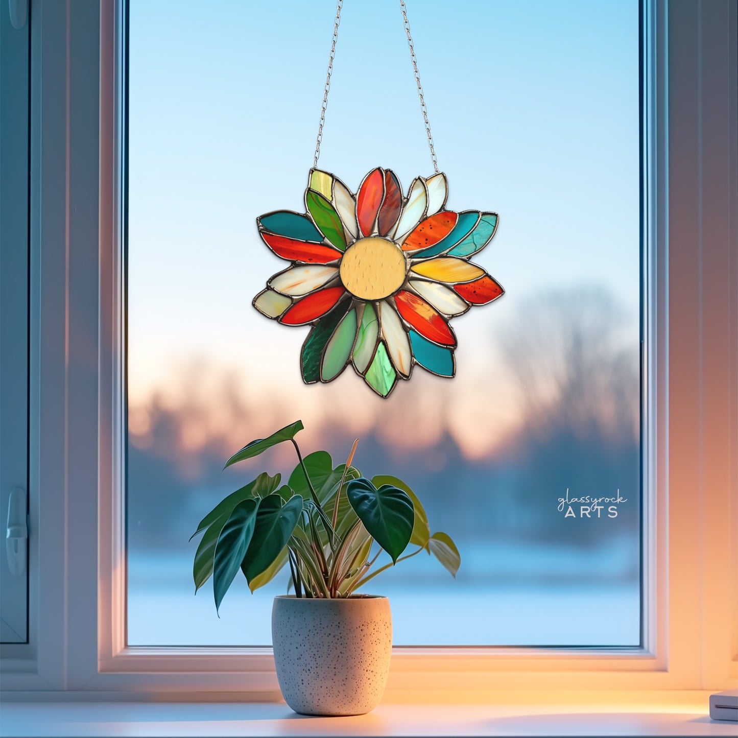 Folk Art Flower Stained Glass Pattern