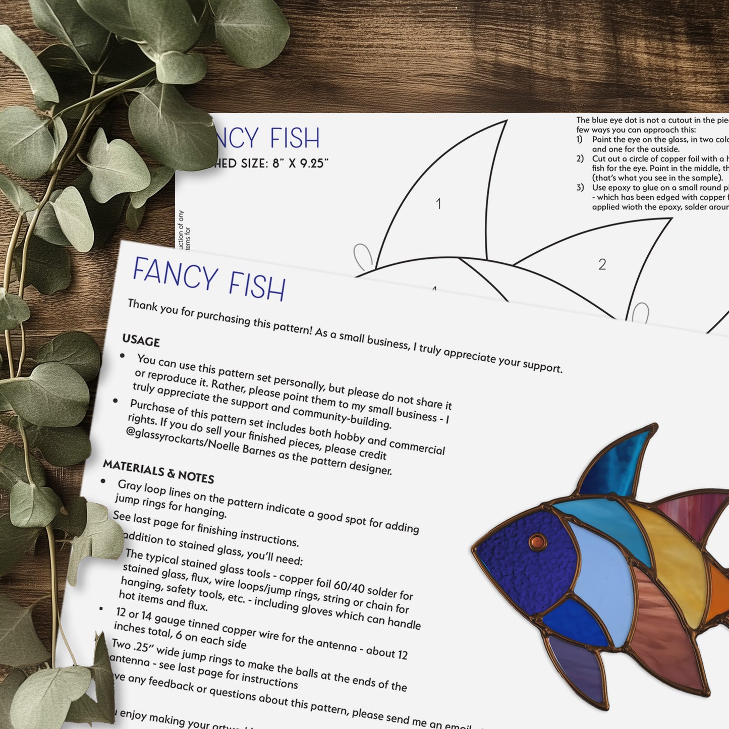 Fancy Fish Stained Glass Pattern and PNG