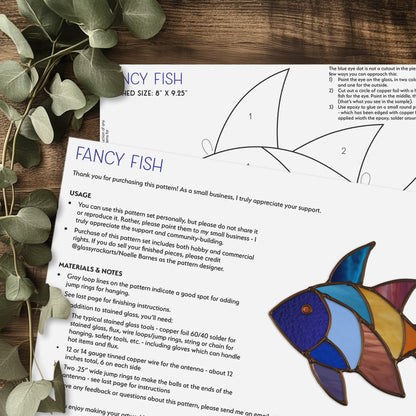 Fancy Fish Stained Glass Pattern and PNG