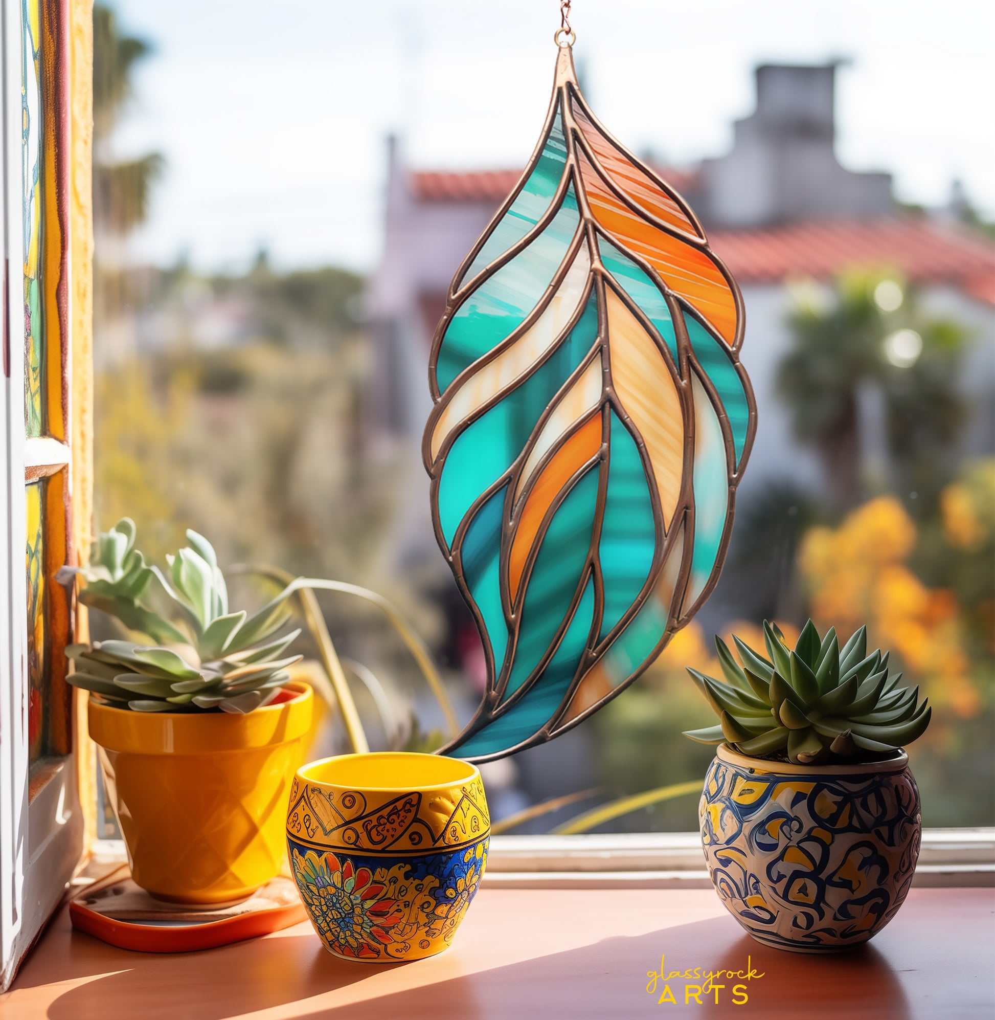 A picture of the Feather Stained Glass Patterns from GlassyRock Arts. 