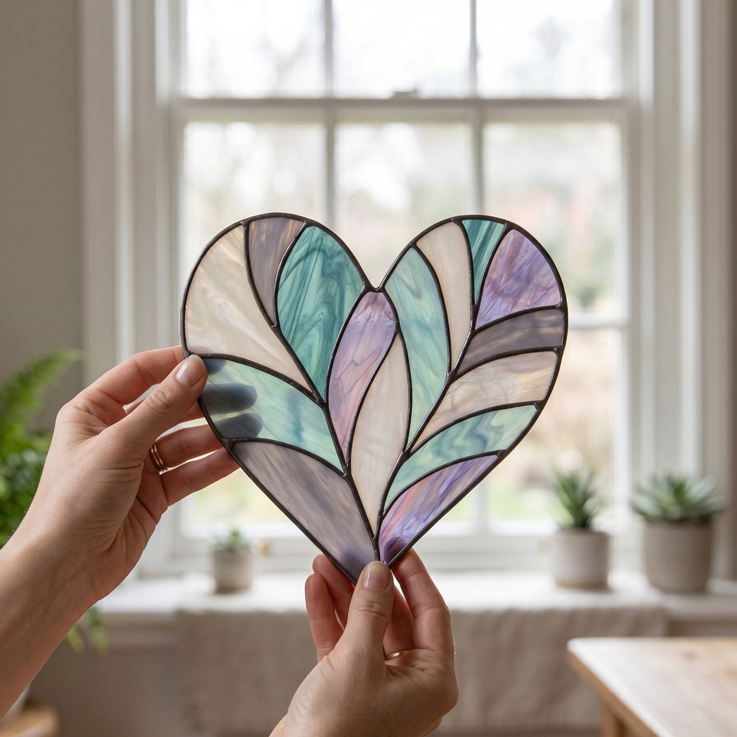 Feather Heart Stained Glass Pattern