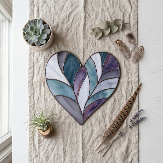 Feather Heart Stained Glass Pattern
