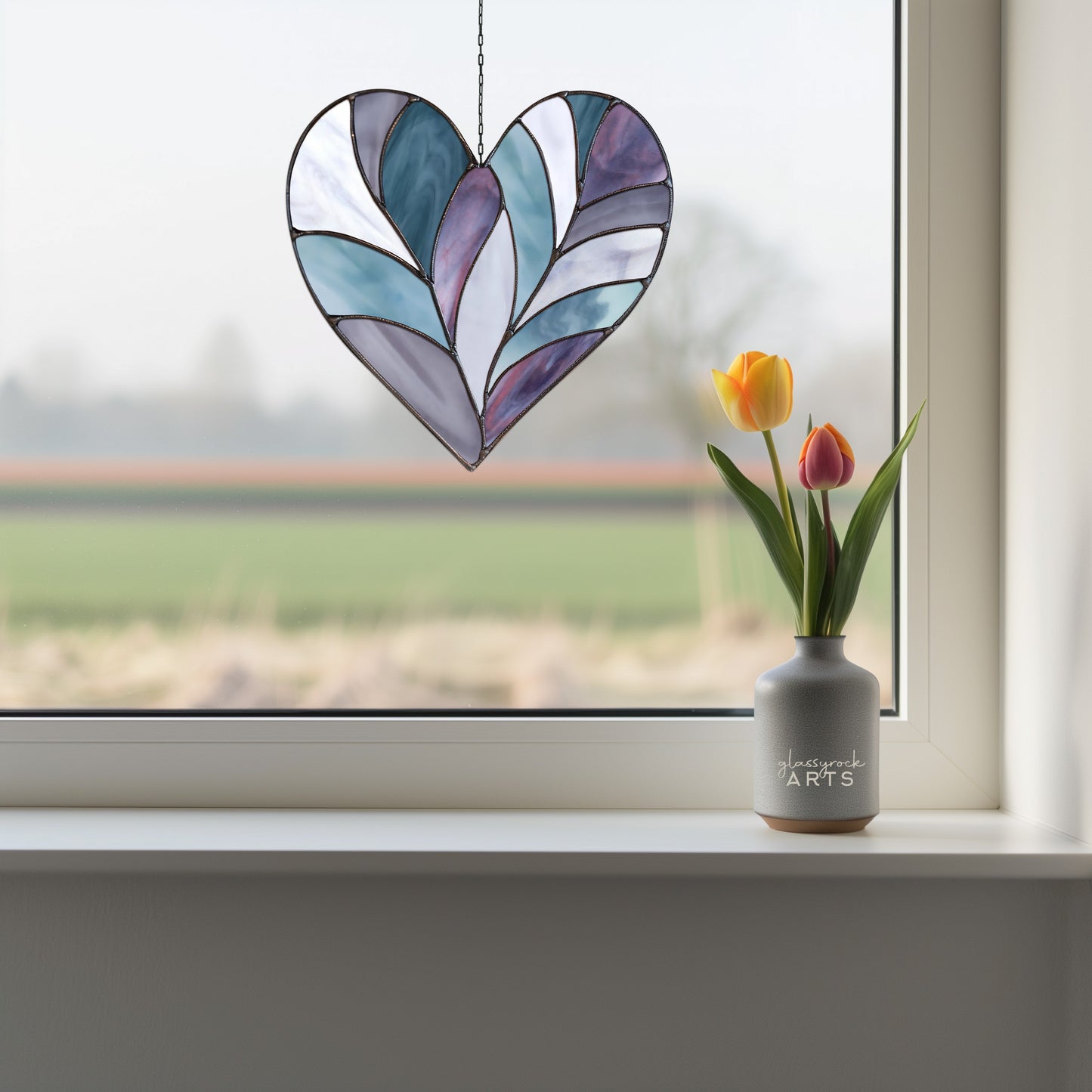 Feather Heart Stained Glass Pattern