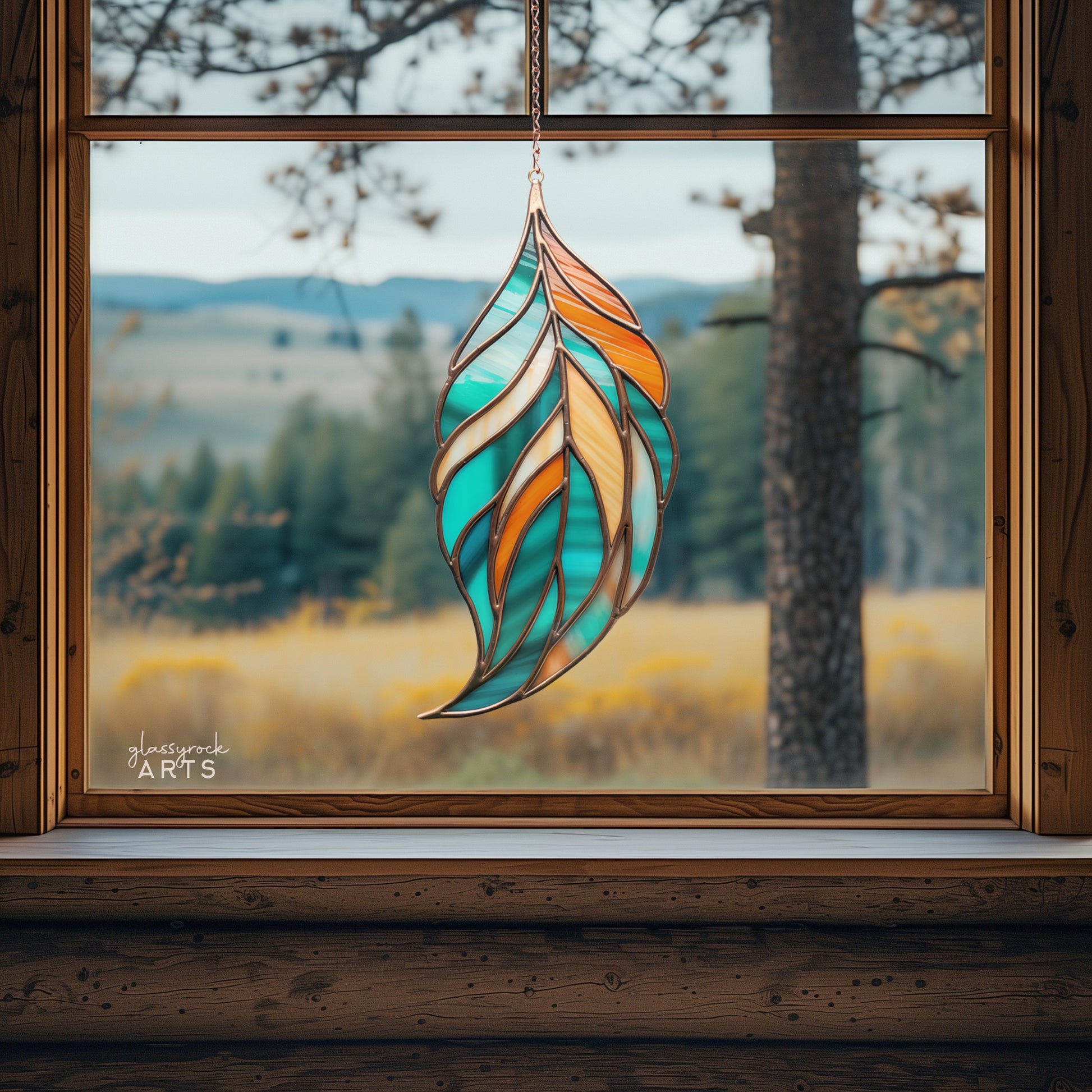 A picture of the Feather Stained Glass Patterns from GlassyRock Arts. 