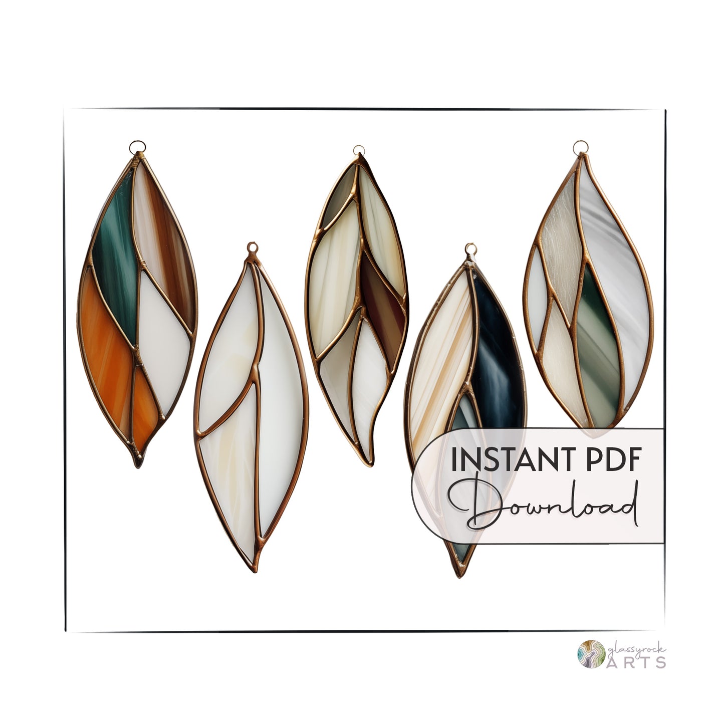 Stained Glass Feathers Christmas Ornaments Pattern Pack