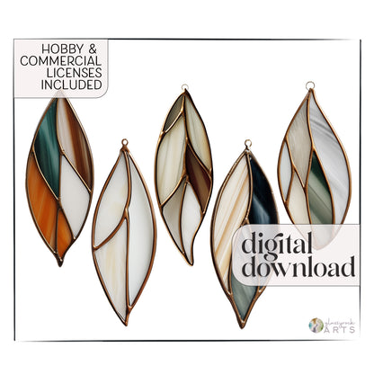 A picture of the Stained Glass Feathers Christmas Ornaments Pattern Pack from GlassyRock Arts. 