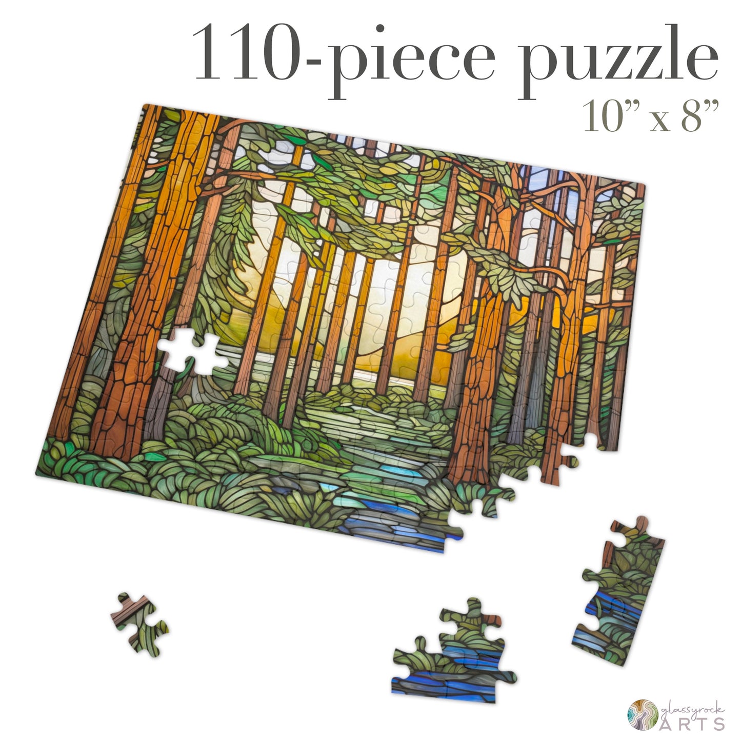 Stained Glass Fir Tree Forest Jigsaw Puzzle