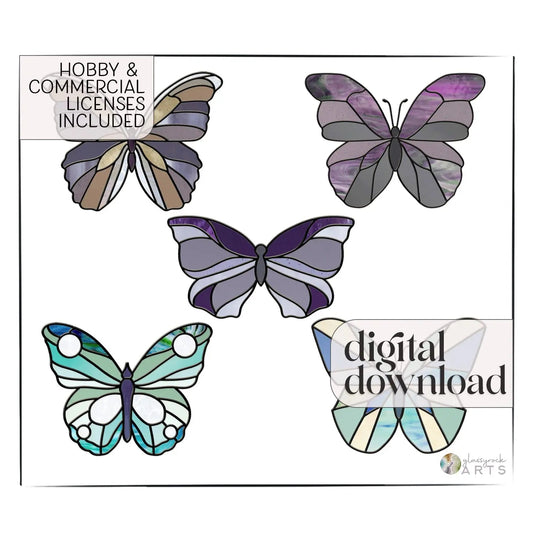 Butterflies Stained Glass Pattern Value Pack of 5