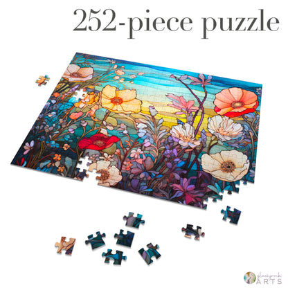 A picture of the Stained Glass Flowers Jigsaw Puzzle - Rainbow from GlassyRock Arts. 