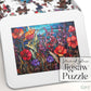 Stained Glass Flowers Jigsaw Puzzle - Burgundy
