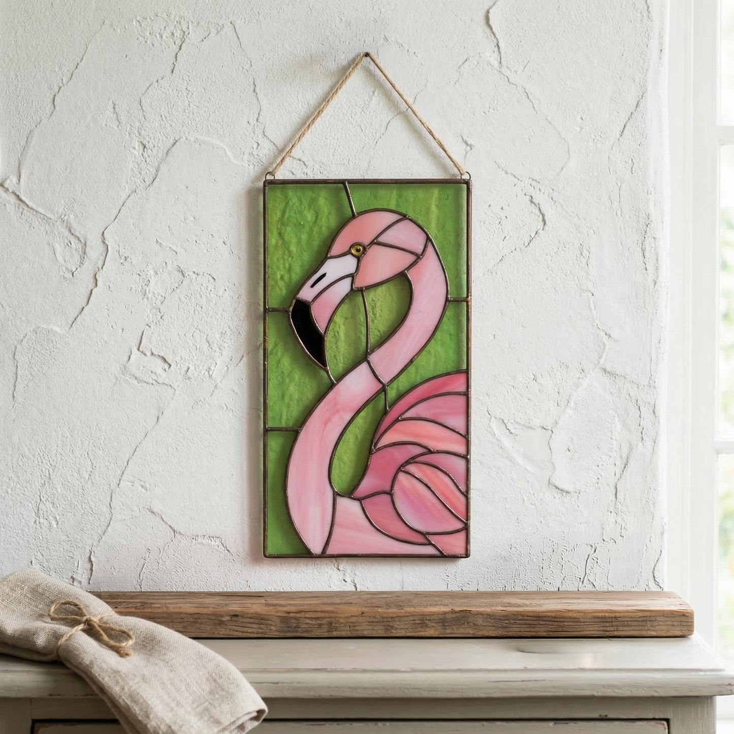 Flamingo Stained Glass Pattern and PNG