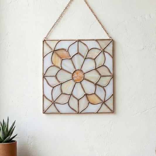 Floral Quilt Square Stained Glass Pattern PDF & PNG